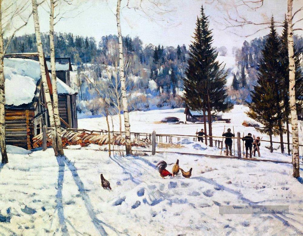 fin de midi d’hiver ligachevo 1929 Konstantin Yuon paysage de neige Peintures à l'huile